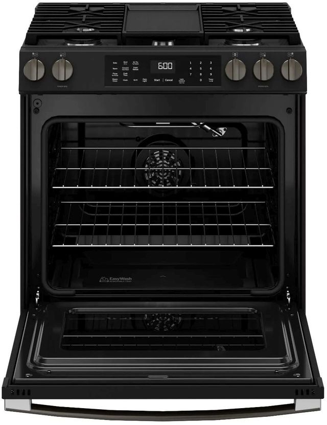 GE® 600 Series 30" Black Slate Slide-In Gas Range-2