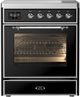 Ilve® Majestic III 30" Glossy Black Pro Style Induction Range with Triple Glass Door and Chrome Trim-0
