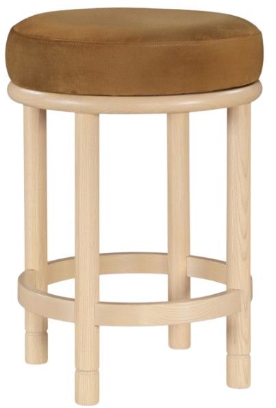 Meridian Furniture Monette Saddle/Natural Velvet Upholstered Counter Stool-0