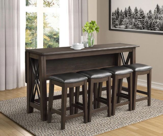 Bernards Carmina 2-Piece Black/Brown Stool Set-2