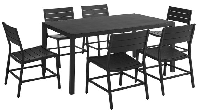 Linon Alora 7-Piece Black Aluminum Outdoor Dining Set-0