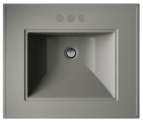 Kohler Memoirs® Stately Thunder Grey 25" Centerset Rectangular Pedestal Bathroom Sink-4