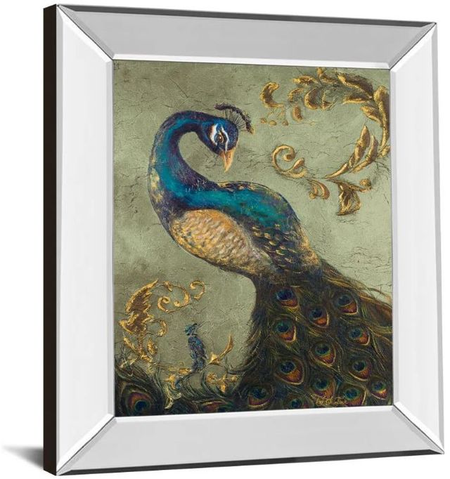 Classy Art Peacock on Sage Il by Tiffany Hakimipour Mirror Framed Wall Art-1