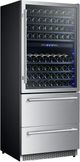 FORNO® 30" 16 Cu. Ft. Anti-Fingerprint Stainless Steel Built-In Wine Cooler with Refrigerator Drawers-2