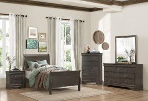 Mazin Furniture Mayville Stained Gray Twin Sleigh Bed-2