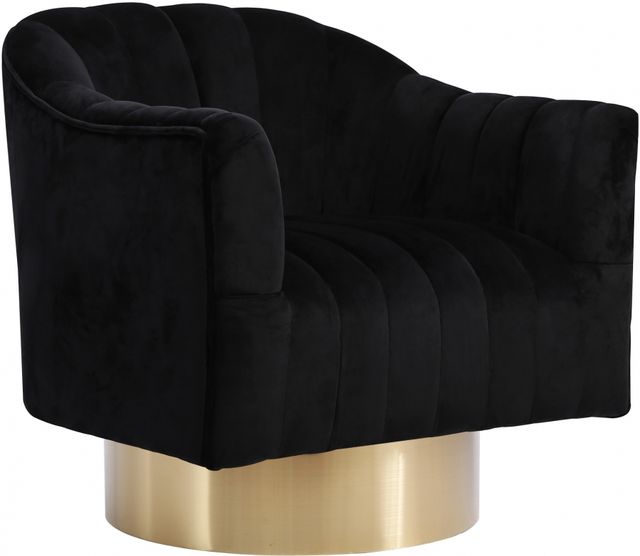 Meridian Furniture Farrah Black/Gold Velvet Swivel Chair-0