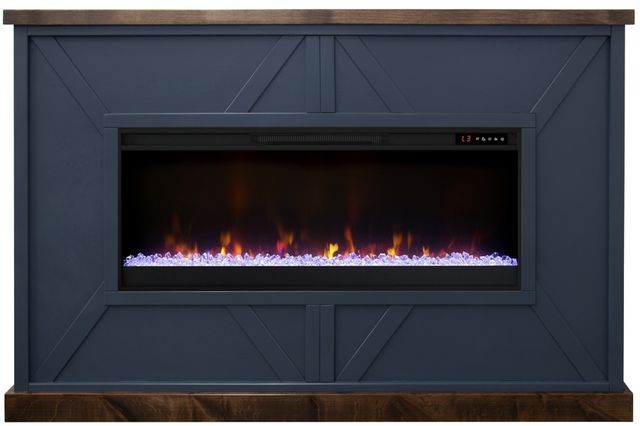 Legends Home Real Cozy Liberty Blue Denim/Whiskey Fireplace Mantel-2