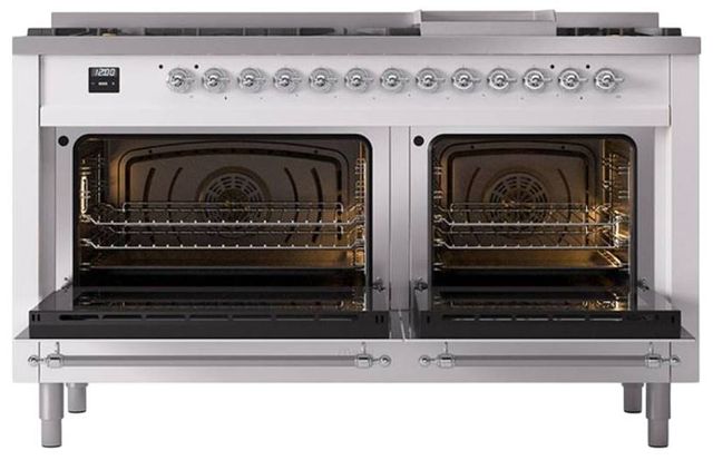 Ilve® Nostalgie II Noblesse 60'' Custom RAL Color Pro Style Dual Fuel Range with Chrome Trim-1