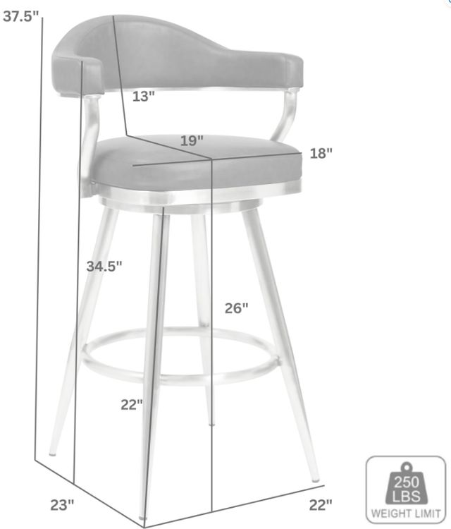 Armen Living Justin Gold/Taupe Swivel Bar Stool-2
