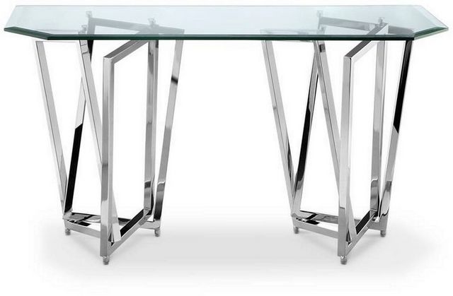 Magnussen Home® Lenox Square Glass Top Rectangular Sofa Table with Chrome Base