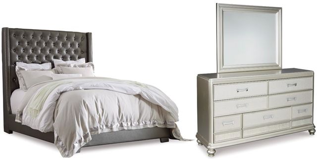 Signature Design by Ashley® Coralayne 3-Piece Silver California King Sleigh Bed Set-0