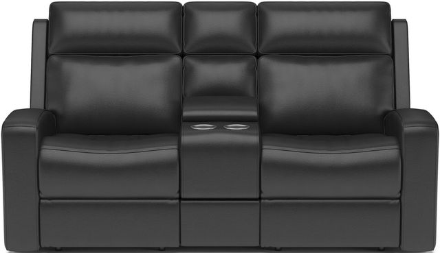 Flexsteel® Cody Dark Brown Power Reclining Loveseat with Console and Power Headrests-1