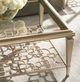 Caracole® Sociables Caracole Classic Glass Top Square Cocktail Table with Taupe Silver Leaf Base-1