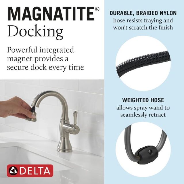 Delta Cassidy® Stainless Single Handle Pull Down Bathroom Faucet with Drain-4