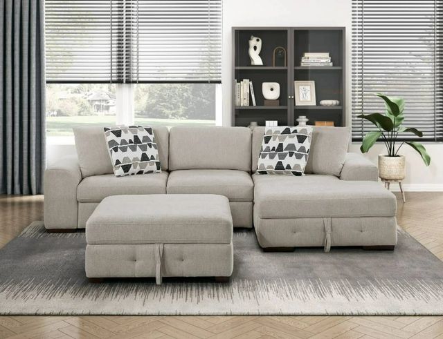 Homelegance® Raife 3-Piece Taupe Sleeper Sectional with Right Chaise and Ottoman-1