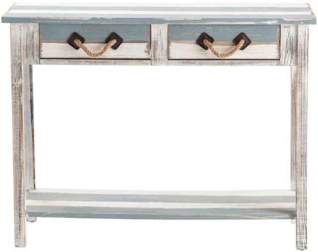 Crestview Collection Nantucket Blue/White Console Table with White Frame-1