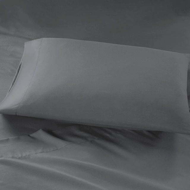 Olliix by Intelligent Design Microfiber Charcoal Full Sheet Set with Side Storage Pockets-2