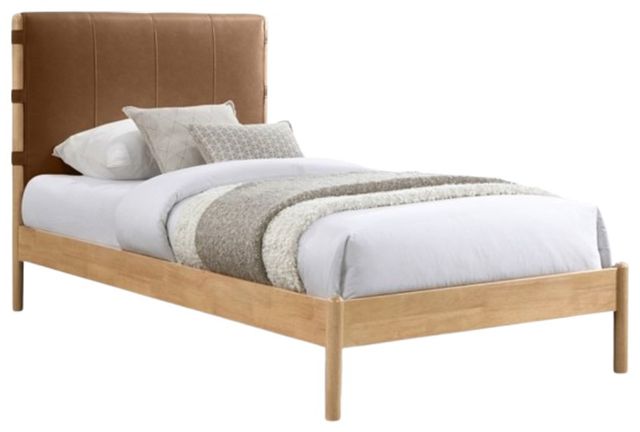 Meridian Furniture Asher Cognac/Natural Twin Upholstered Panel Bed-0