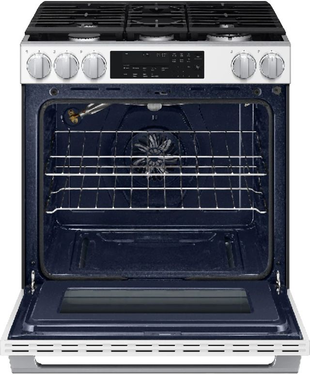 Samsung Bespoke Smart 30" White Glass Gas Slide In Gas Range-1