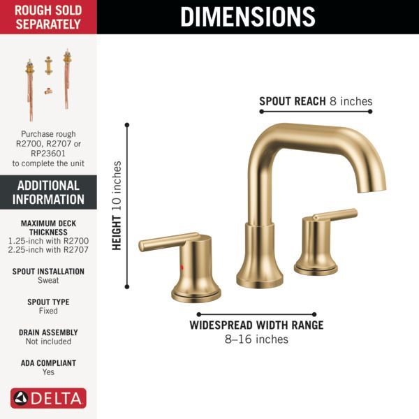 Delta Trinsic® Champagne Bronze Two Handle Lever Roman Tub Faucet Trim-1
