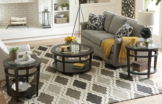 Hammary® Urbana Glass Top Oval Cocktail with Dark Oak Base-1