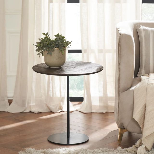 Renwil® Argos Walnut Side Table with Matte Black Base-1