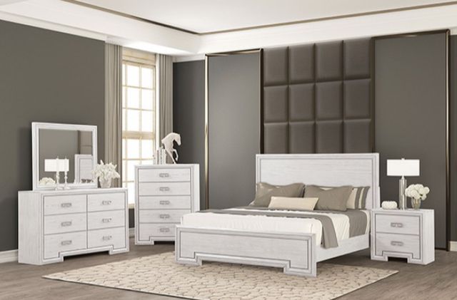 Furniture of America® Basilone 4-Piece Rustic White Queen Bedroom Set-0