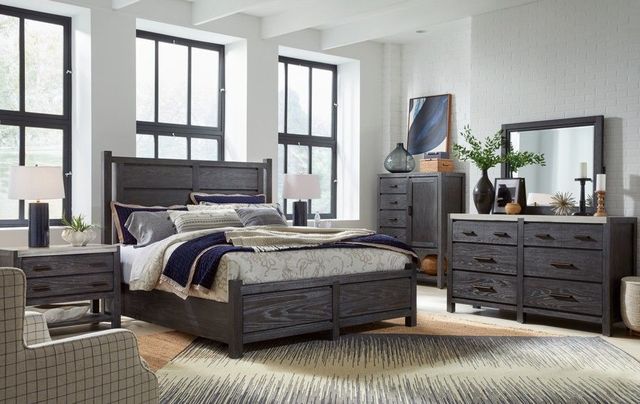 Magnussen Home® Plum Creek Ravenwood Black Open Nightstand with Marble Top-1