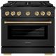 ZLINE Paramount 36" 5.2 cu. ft. Black Satin Stainless Steel Paramount Dual Fuel Range with 6 Burner DuoPro™ Cooktop and Electric Convection Oven and Polished Gold Accents-0