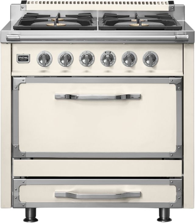 Viking® Tuscany 36" Pure White Pro Style Dual Fuel Range-0