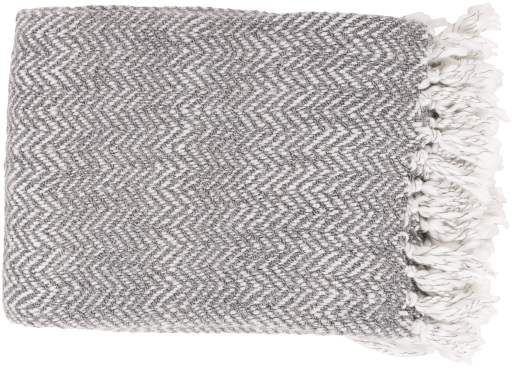 Surya Trina White/Charcoal 50"x60" Throw Blanket-0