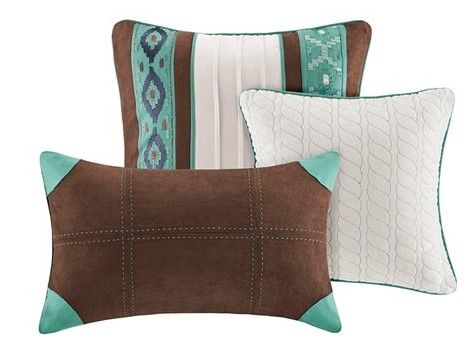 Olliix by Madison Park Malone 7 Piece Blue Queen Comforter Set-1
