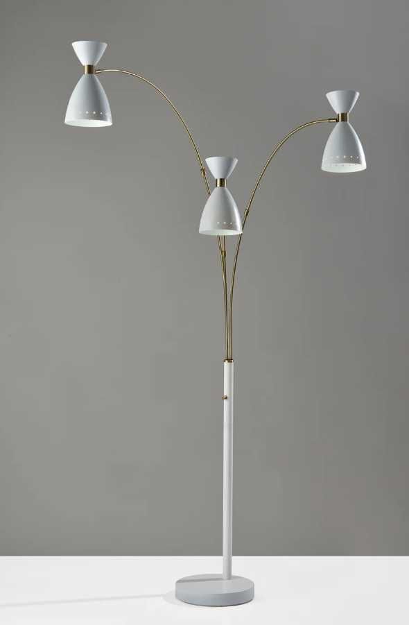 Adesso® Oscar White 3-Arm Arc Floor Lamp-4