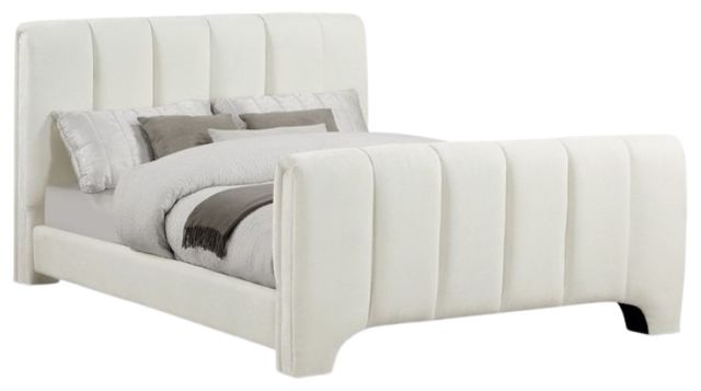 Meridian Furniture Camila Cream Queen Upholstered Panel Bed-0