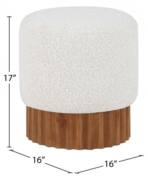 Meridian Furniture Veranda Cream/Walnut Boucle Fabric Ottoman-1