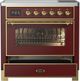 Ilve® Majestic III 36" Burgundy Pro Style Induction Range with Triple Glass Door and Brass Trim-3