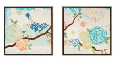 Olliix by Intelligent Design Blooming Florals 2 Piece Set Blue Gel Coat Deco Box-1