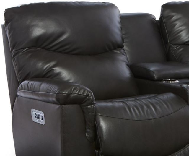 La-Z-Boy® James Charcoal Leather Power Reclining Loveseat with Console, Headrest, and Lumbar-1
