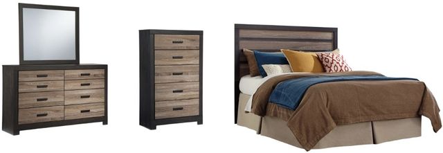 Signature Design by Ashley® Harlinton 4-Piece Warm Gray/Charcoal King Panel Bed Set-0