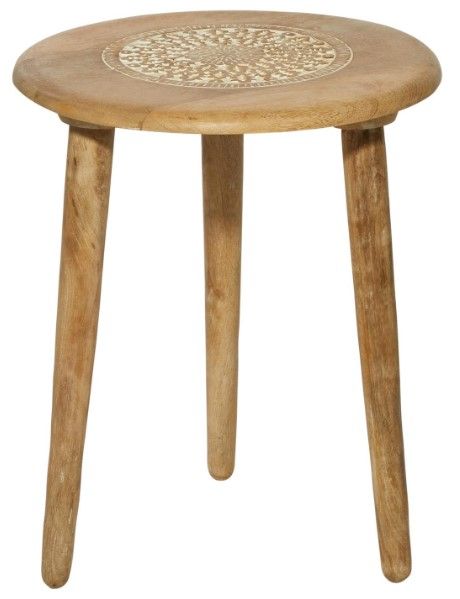 Deco Marche Brown Floral Handmade Brown Side Table-0