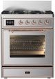 Ilve® Majestic III 30" Stainless Steel Pro Style Dual Fuel Liquid Propane Range with 5 Black Brass Burners and Copper Trim-0