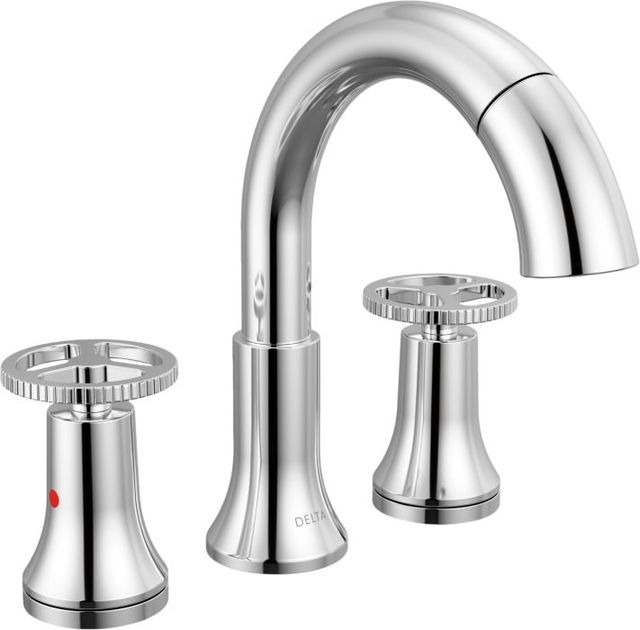 Delta Trinsic® Chrome 2-Handle Wheel Widespread Pull Down Bathroom-0