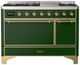 Ilve® Majestic III 48" Emerald Green Pro Style Dual Fuel Natural Gas Range with Solid Door and Brass Trim-0