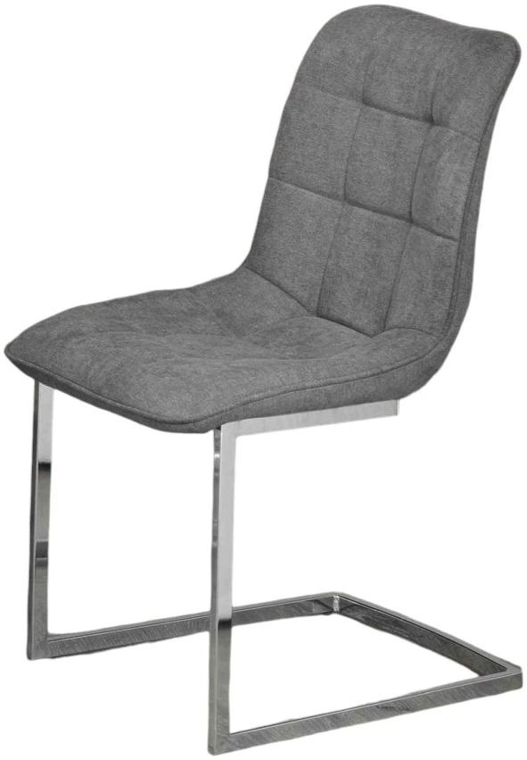 Brassex Inc. Xavier 2-Piece Grey/Polished Silver Dining Chair Set-1