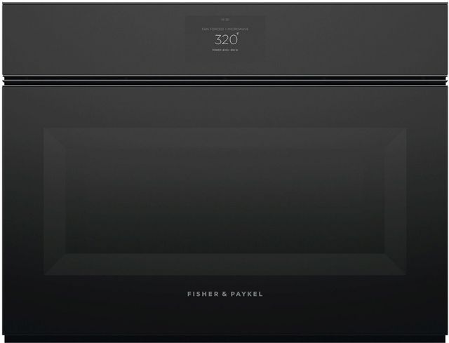 Four mural à cuisson rapide de 24 po Fisher & Paykel® série 9 Minimaliste de 1.7 pi³ avec friture à air - Verre noir