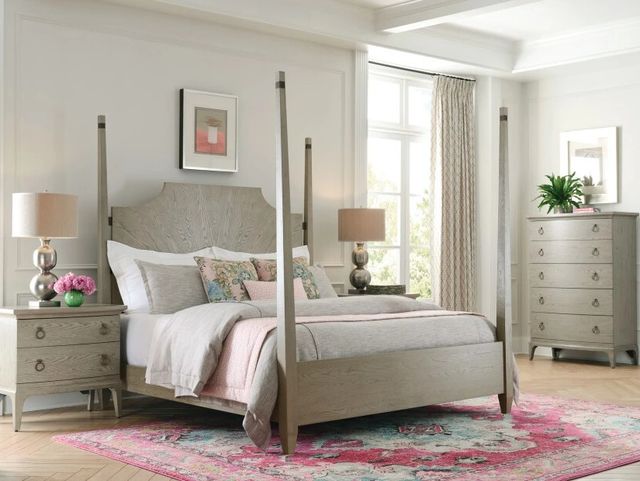 American Drew® Milan Patterson Gray Tone California King Upholstered Poster Bed-1