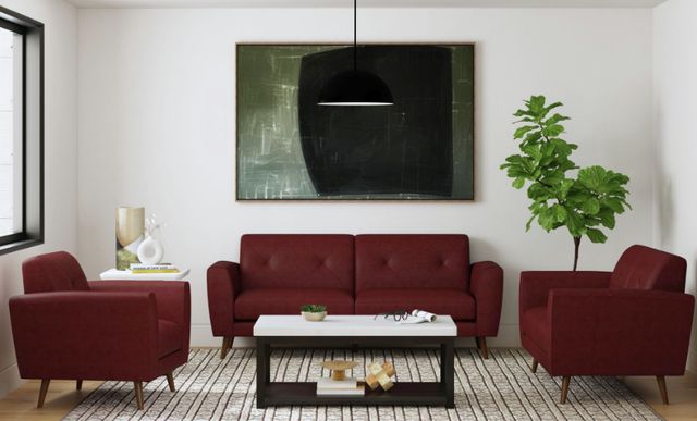 Elements International Sonata Ling Dian Red Loveseat-1