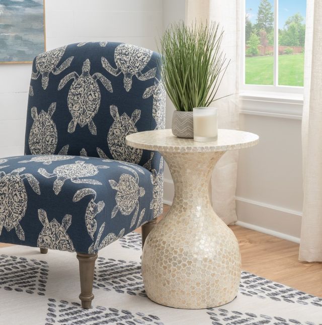 Linon Capiz Cream Hourglass Side Table-1