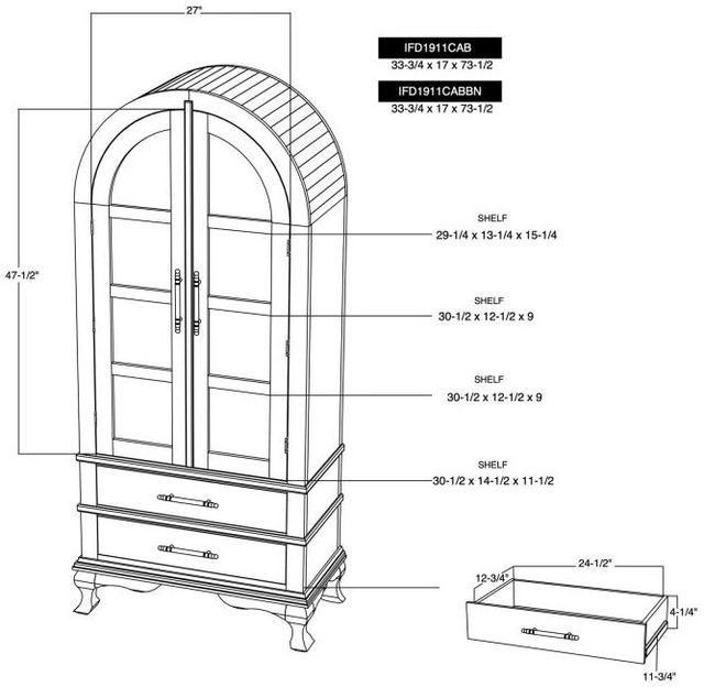 International Furniture Direct Arlette Coffee Ochre Door Cabinet-2