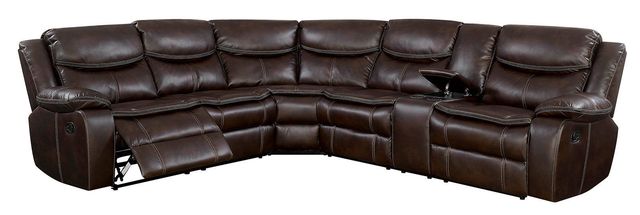 Furniture of America® Gatria 5-Piece Brown Manual Reclining L-Shaped Sectional-0